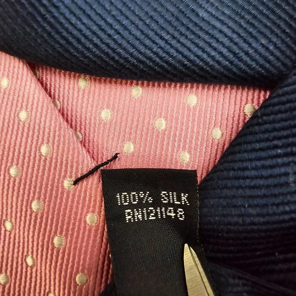 Tommy Hilfiger Men's Classic Polka Dot Pattern Pink Silk Suit Necktie